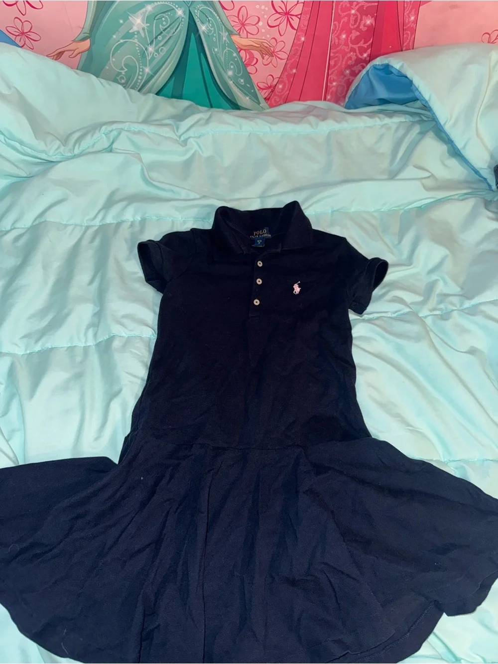 Ralph Lauren Navy Polo Skater Dress with Pink Pony